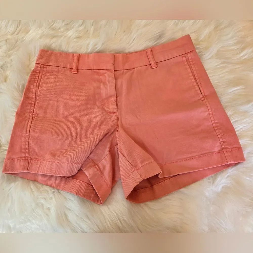 J. Crew Coral Pink Cotton Shorts with Striped Trim Size 2